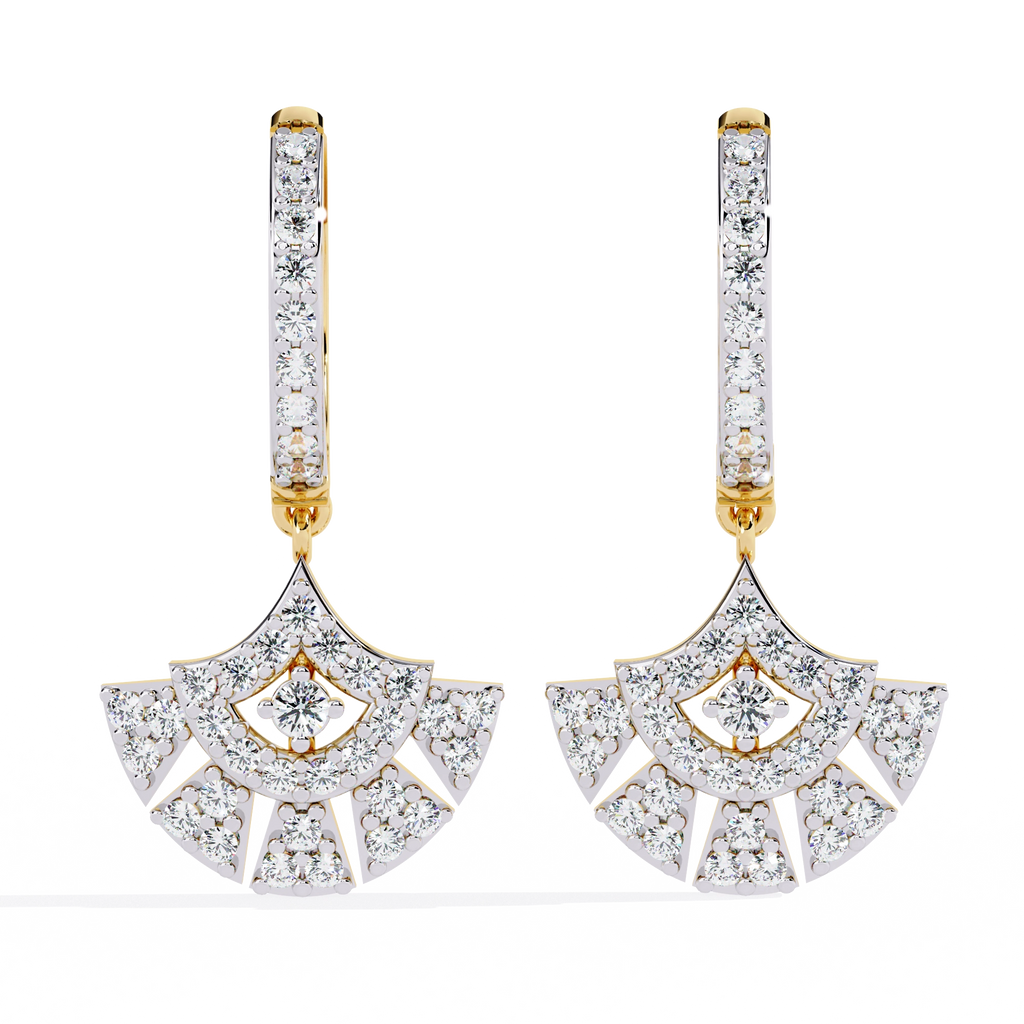 Fan Diamond Drop Earrings