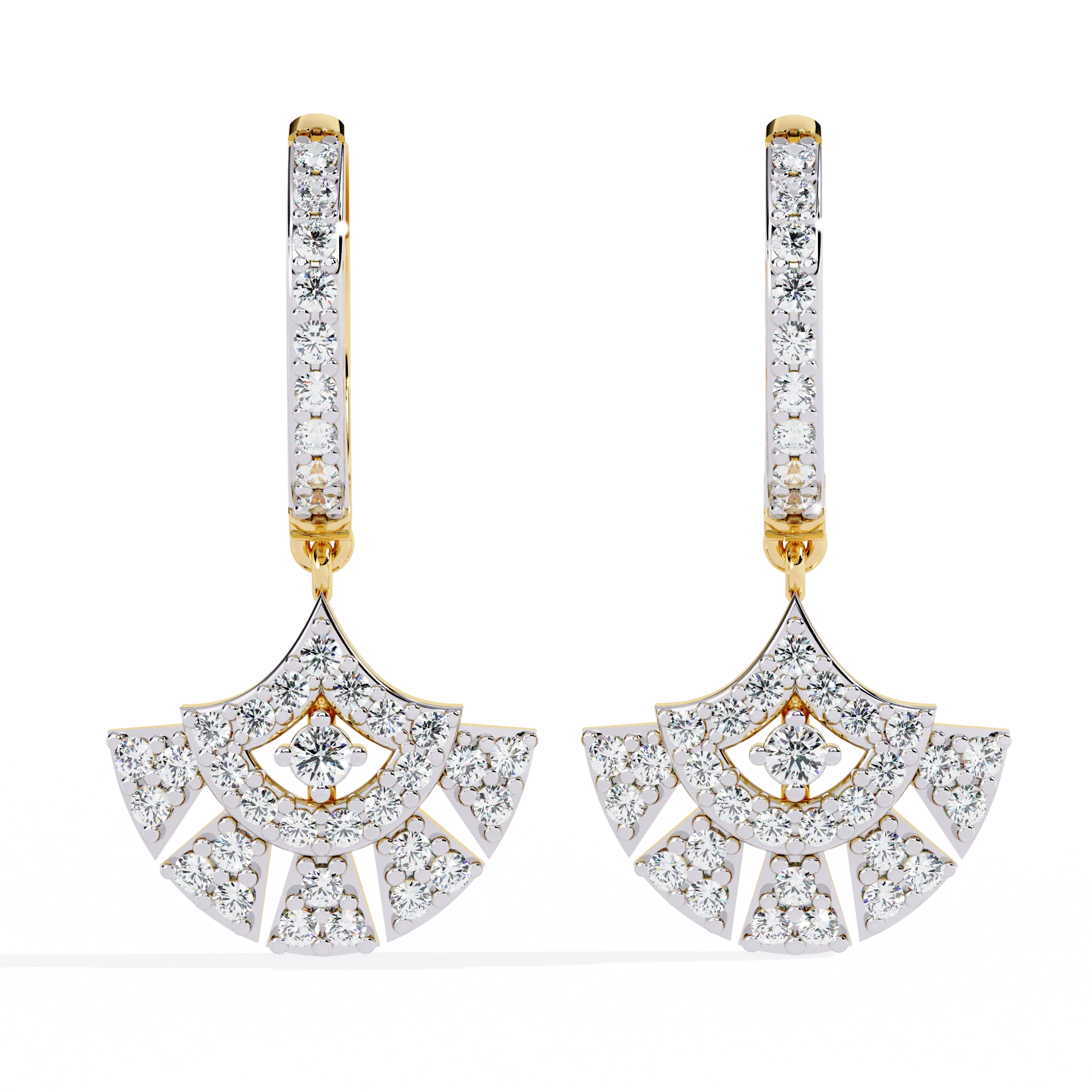Fan Diamond Drop Earrings