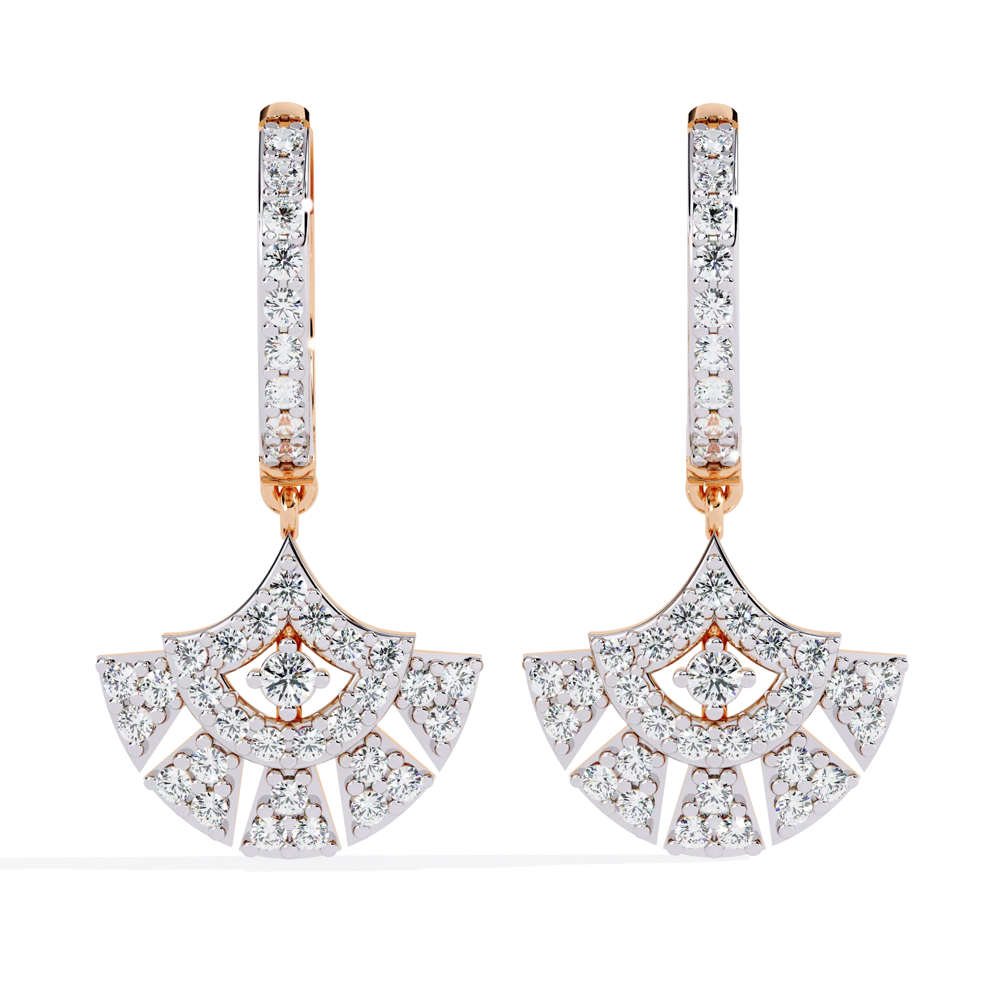 Fan Diamond Drop Earrings