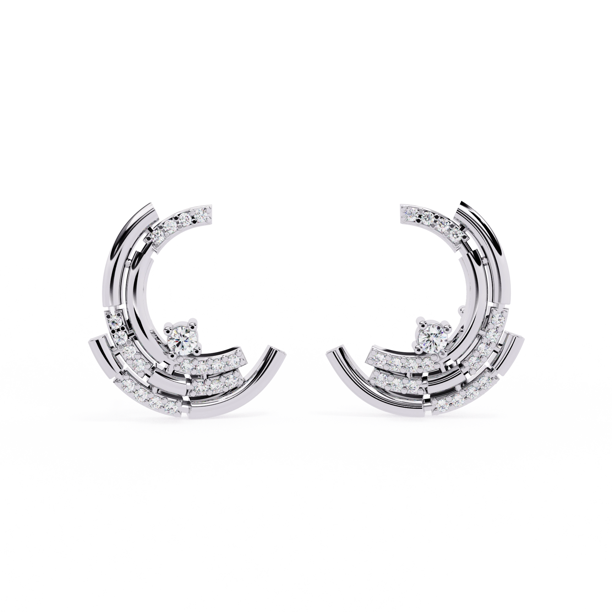 Double Hoop Diamond Earrings