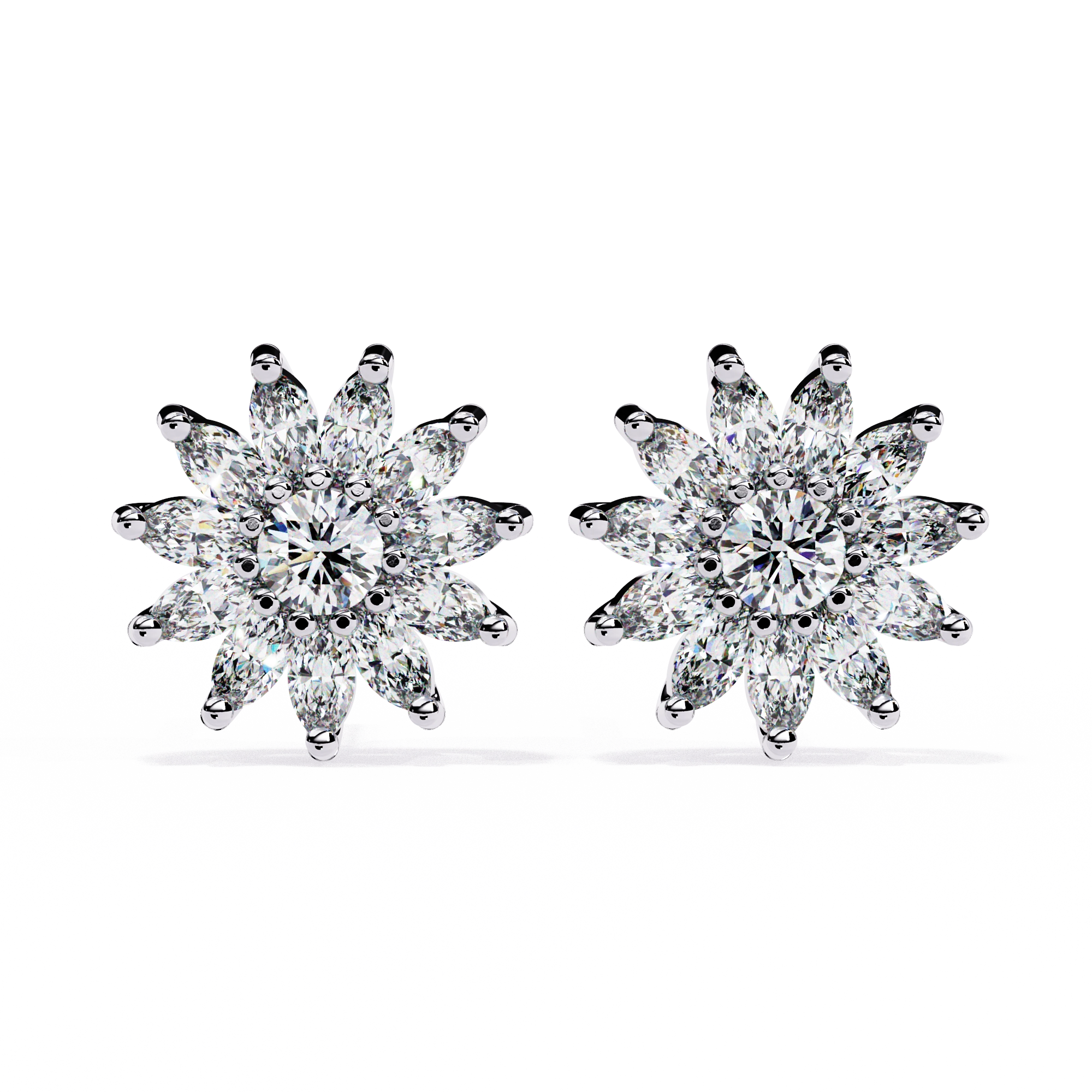 Starburst Diamond Stud Earrings