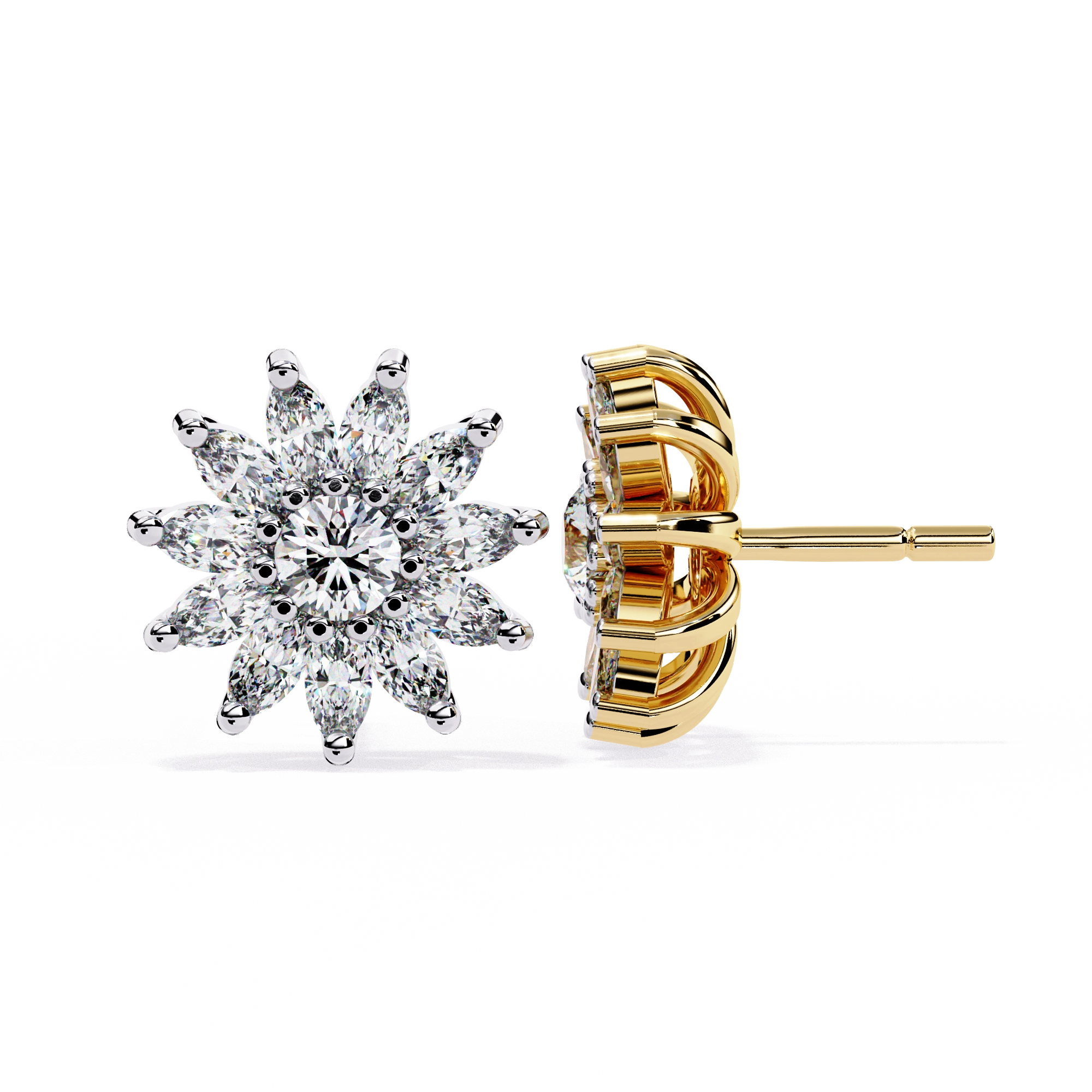 Starburst Diamond Stud Earrings