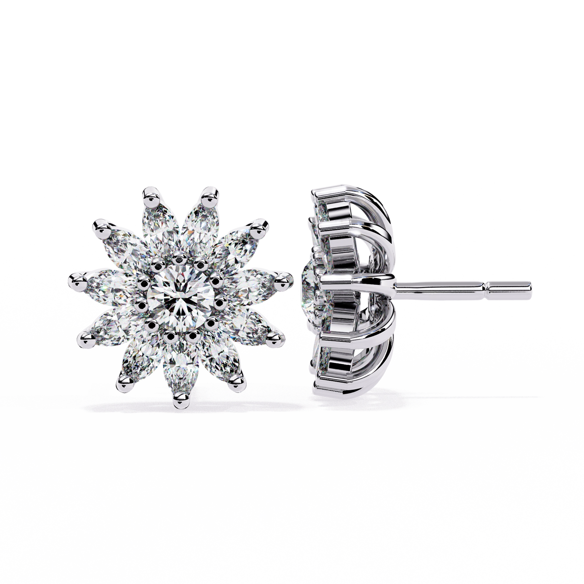 Starburst Diamond Stud Earrings