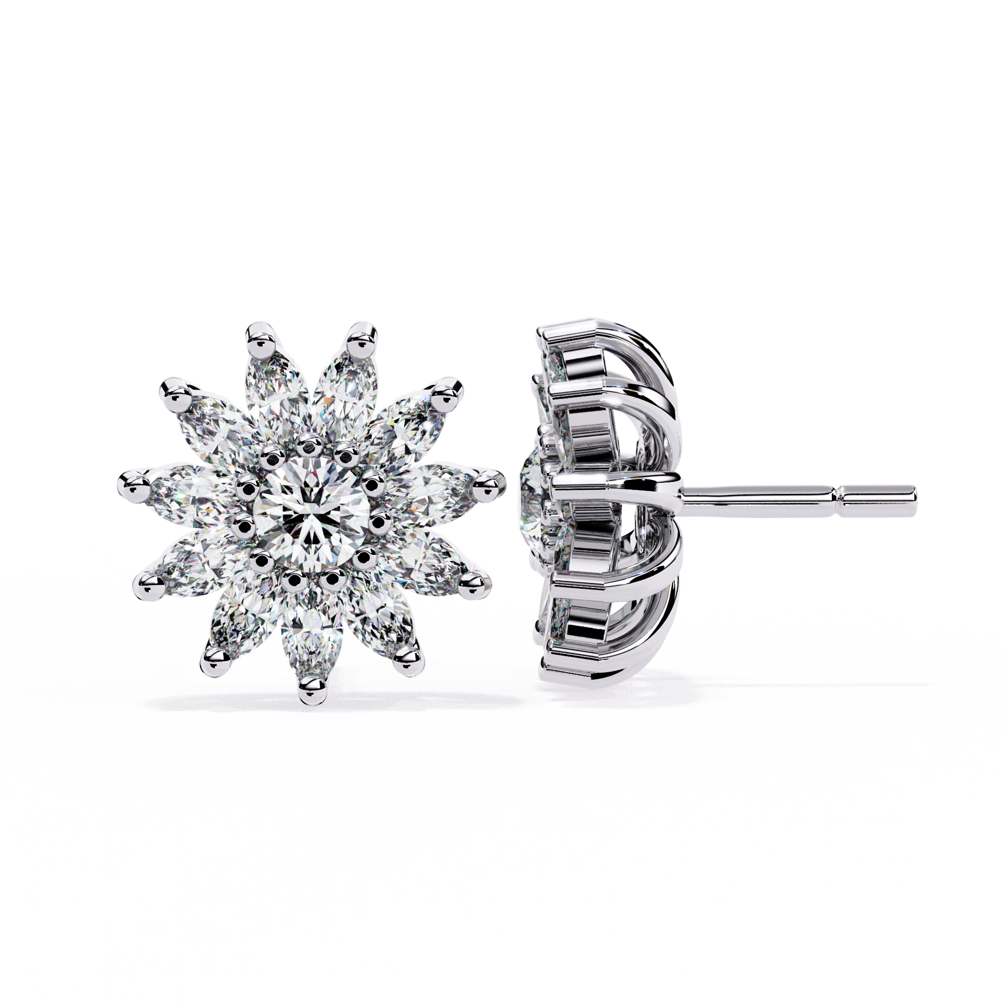 Starburst Diamond Stud Earrings