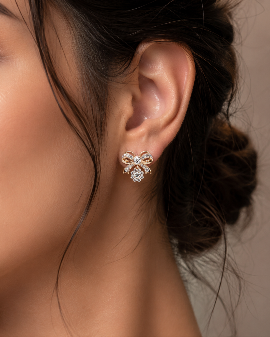 Bow Diamond Drop Earrings