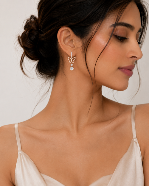 Butterfly Drop Diamond Earrings