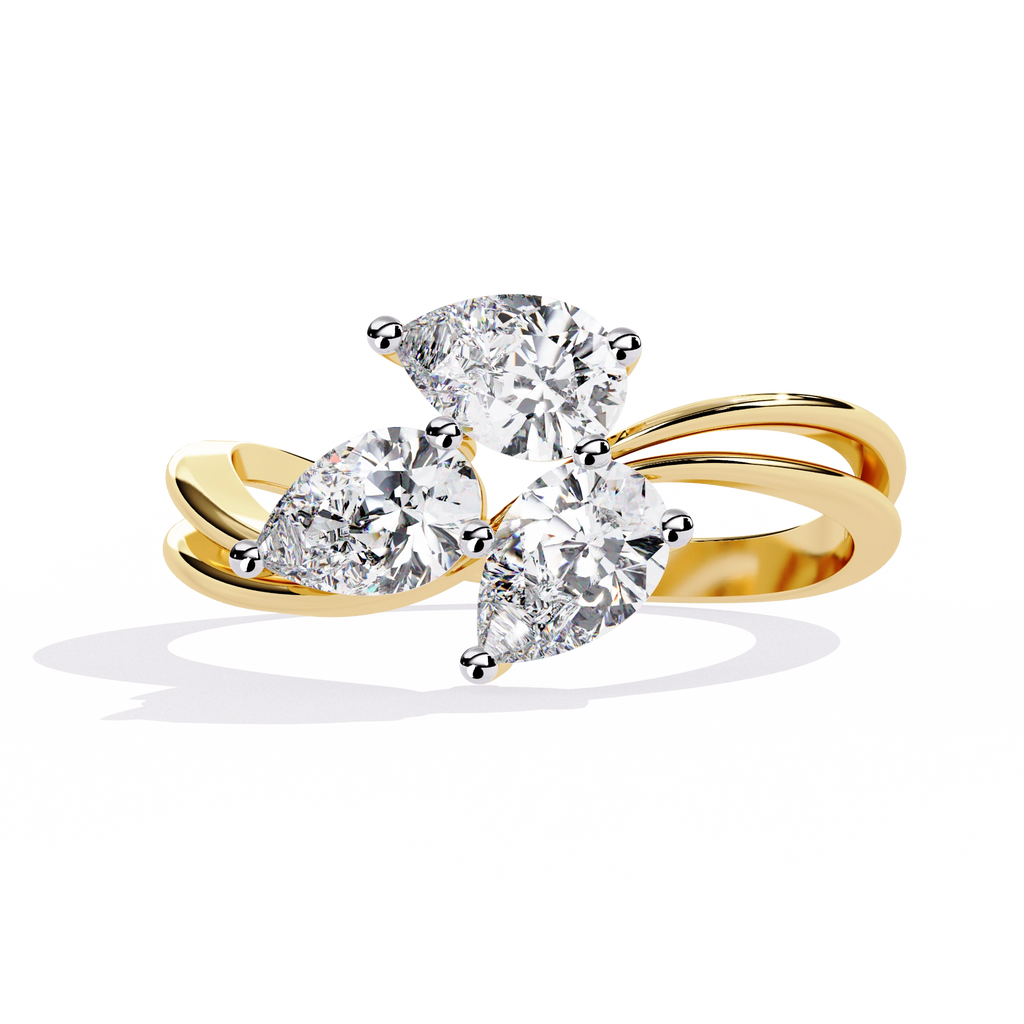 Luxury Three-Stone Pear Cut Ring