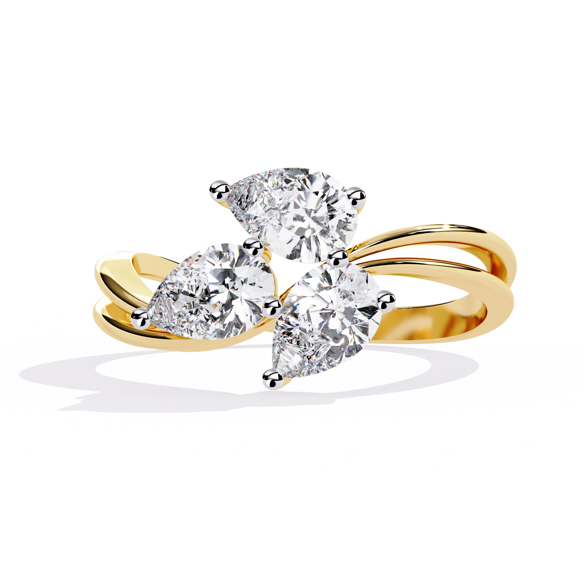 Luxury Three-Stone Pear Cut Ring