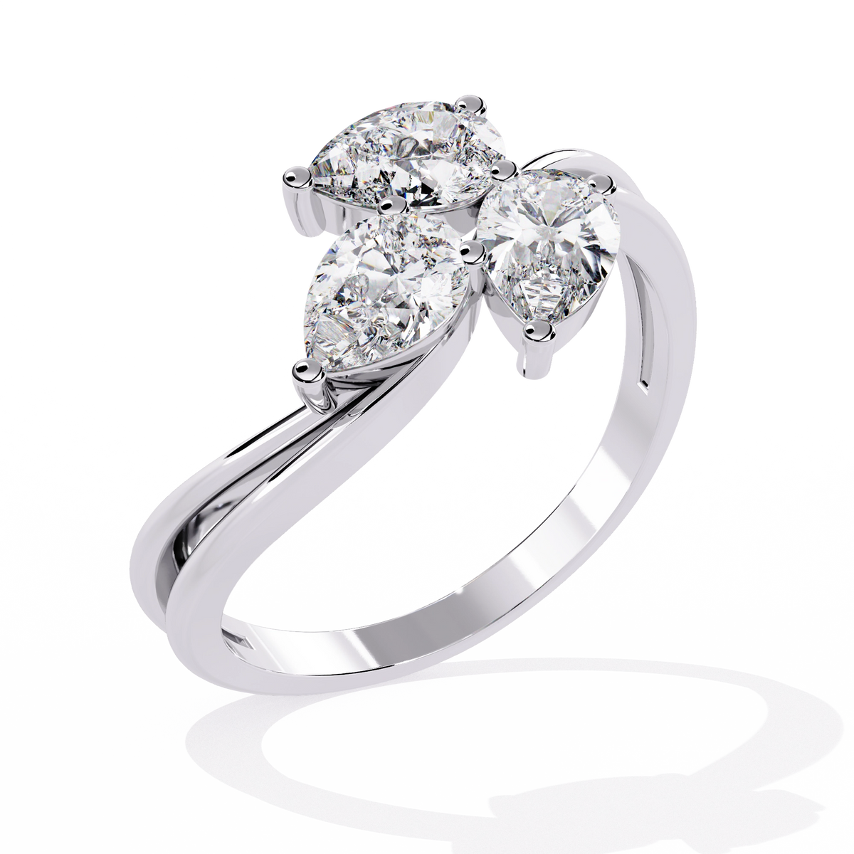 Luxury Three-Stone Pear Cut Ring