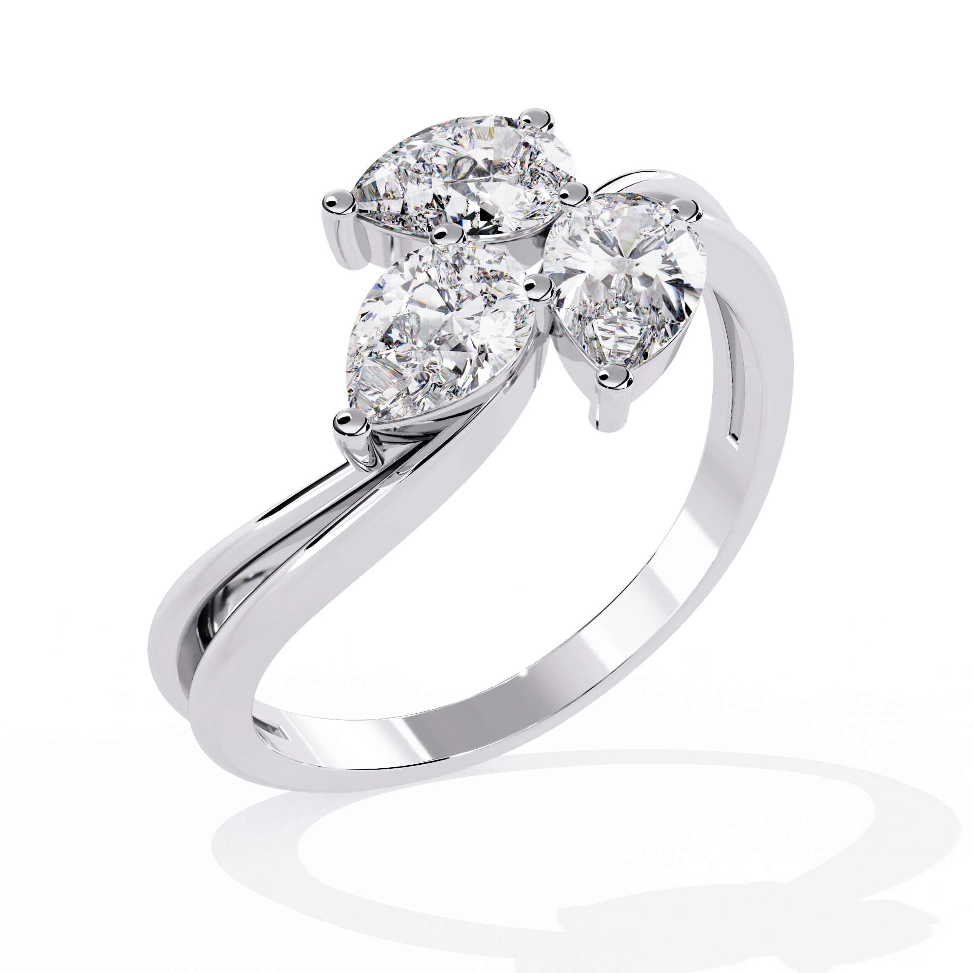 Luxury Three-Stone Pear Cut Ring