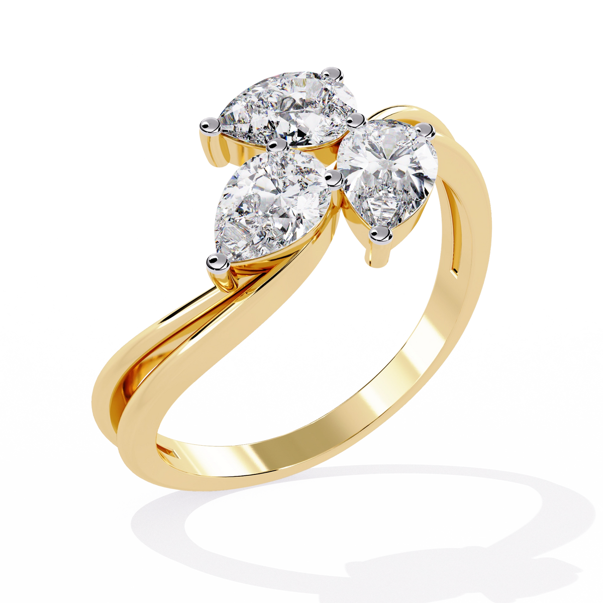 Luxury Three-Stone Pear Cut Ring