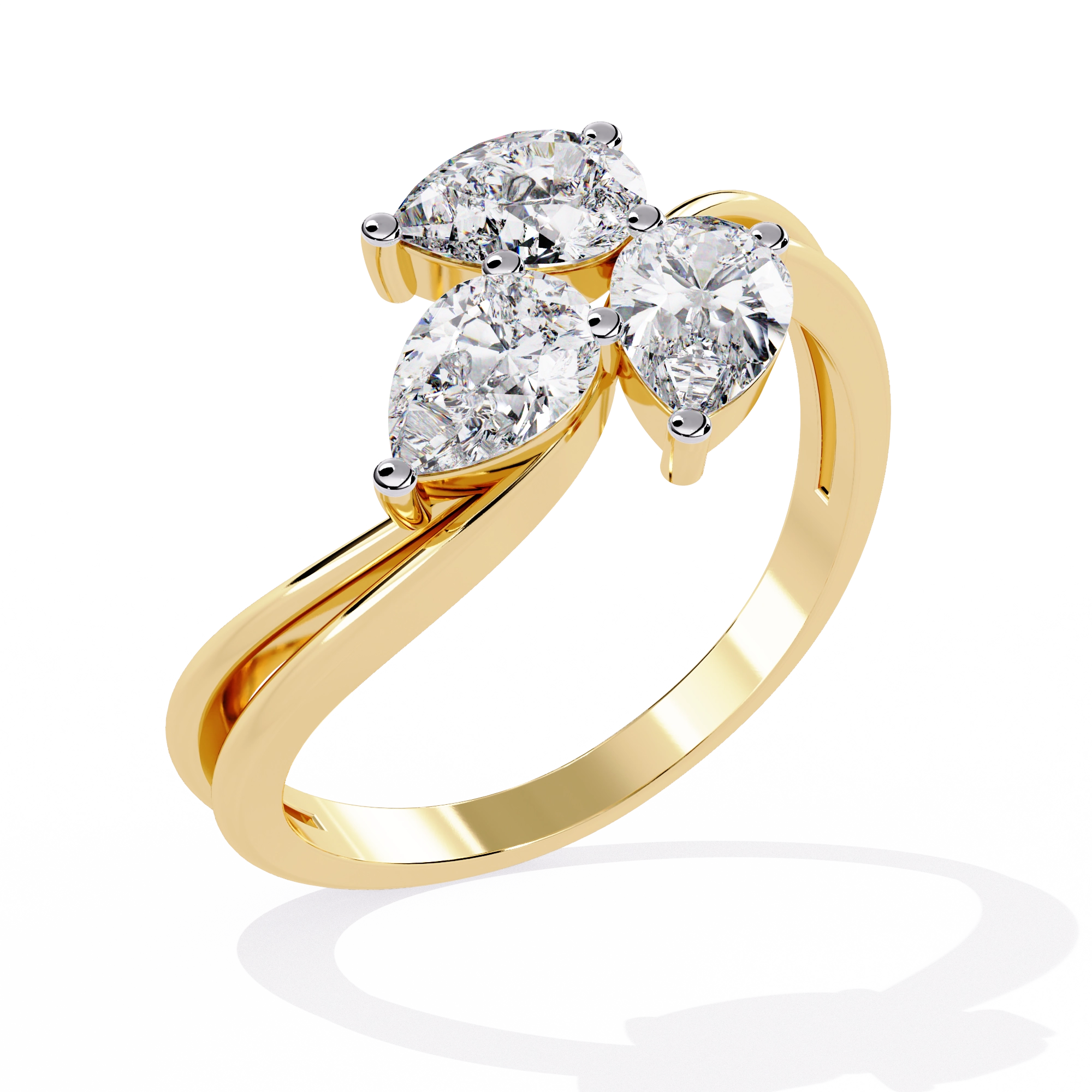 Luxury Three-Stone Pear Cut Ring