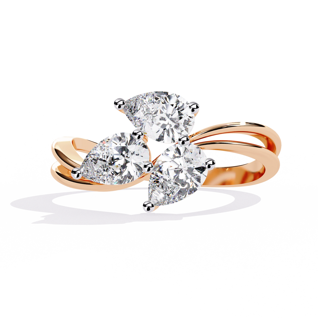 Luxury Three-Stone Pear Cut Ring