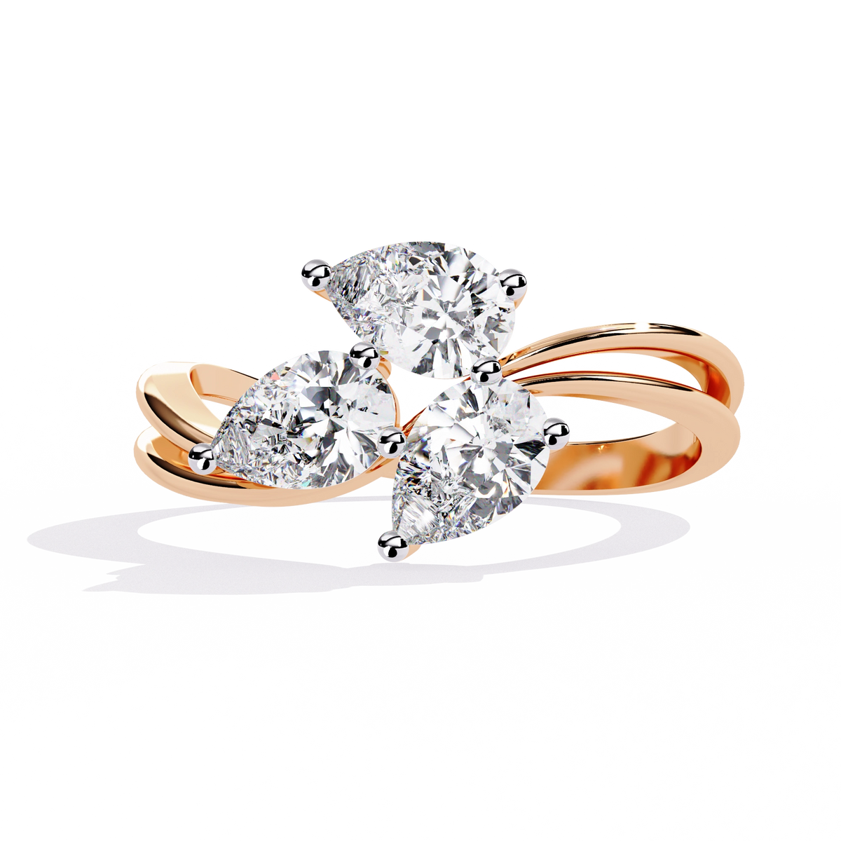 Luxury Three-Stone Pear Cut Ring