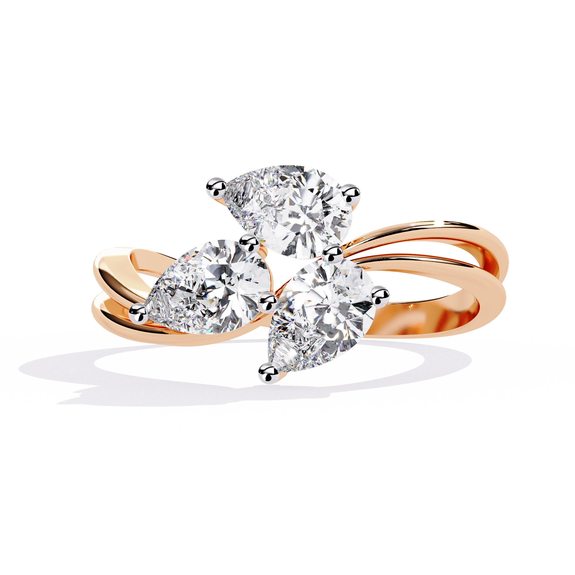 Luxury Three-Stone Pear Cut Ring