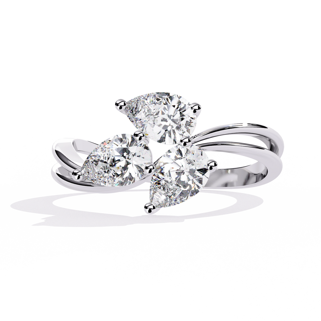 Luxury Three-Stone Pear Cut Ring