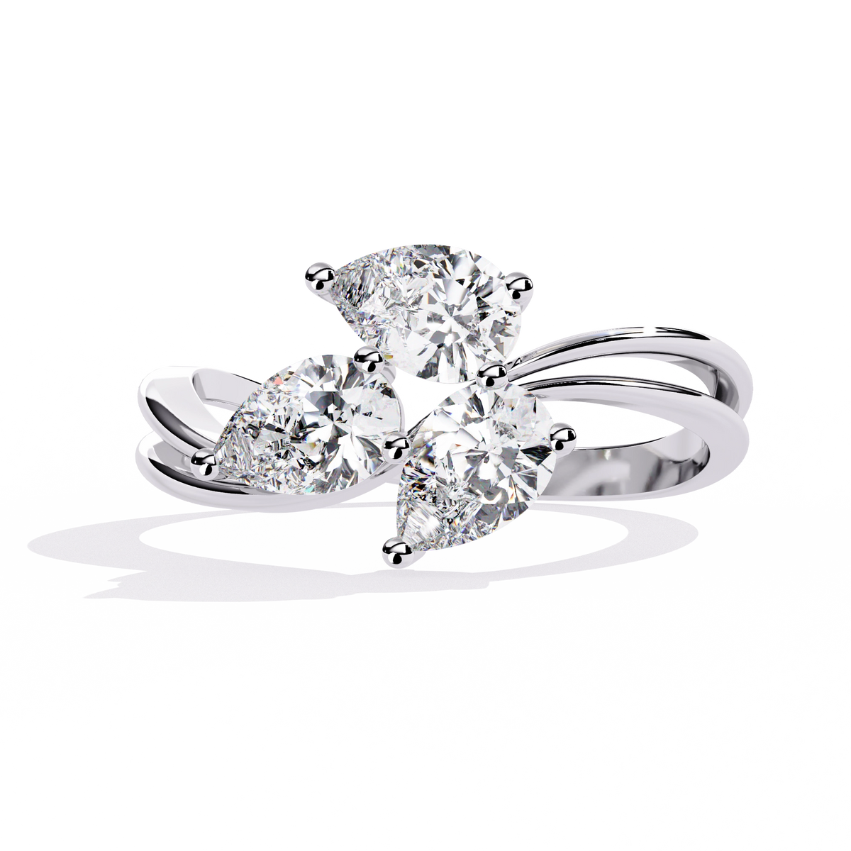 Luxury Three-Stone Pear Cut Ring