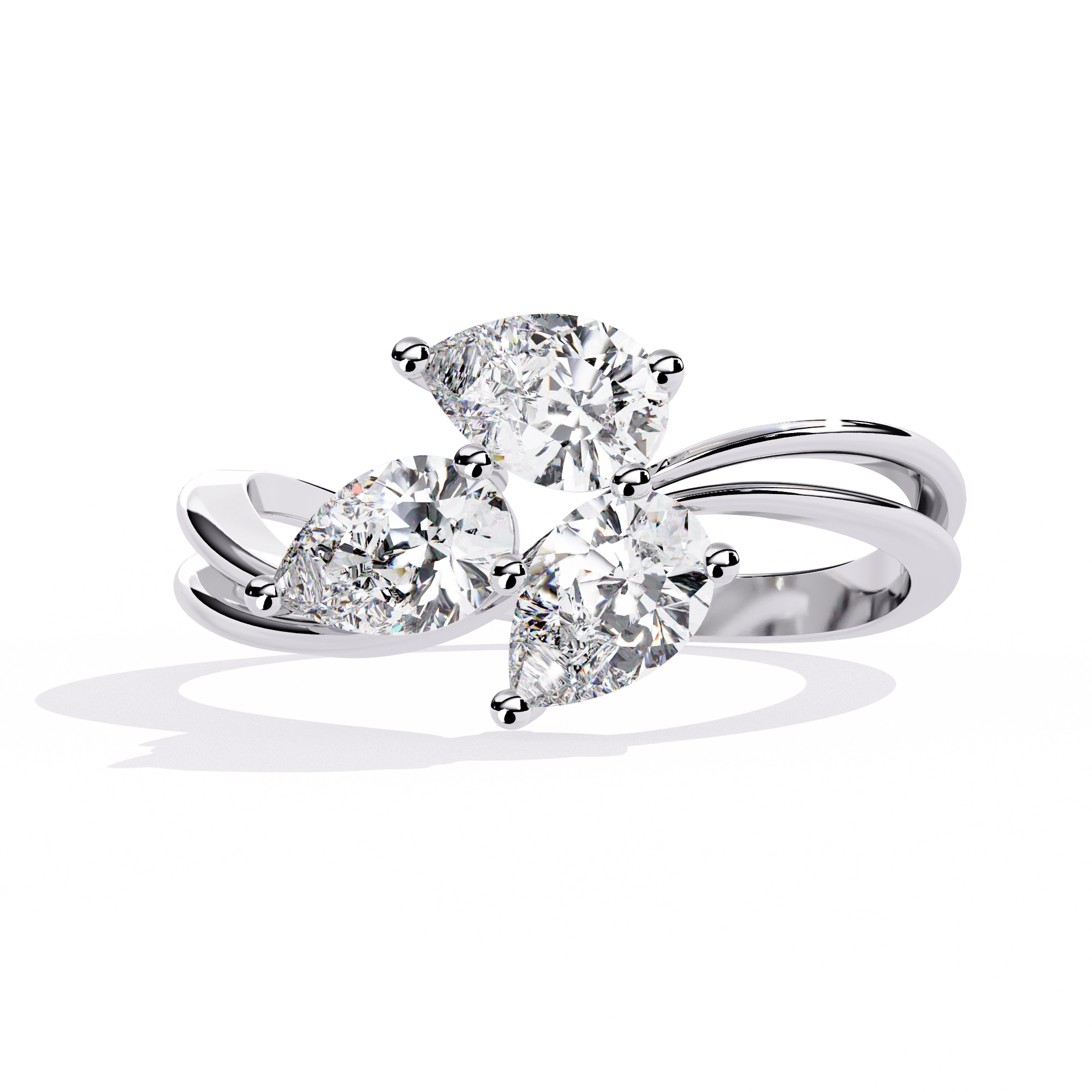 Luxury Three-Stone Pear Cut Ring