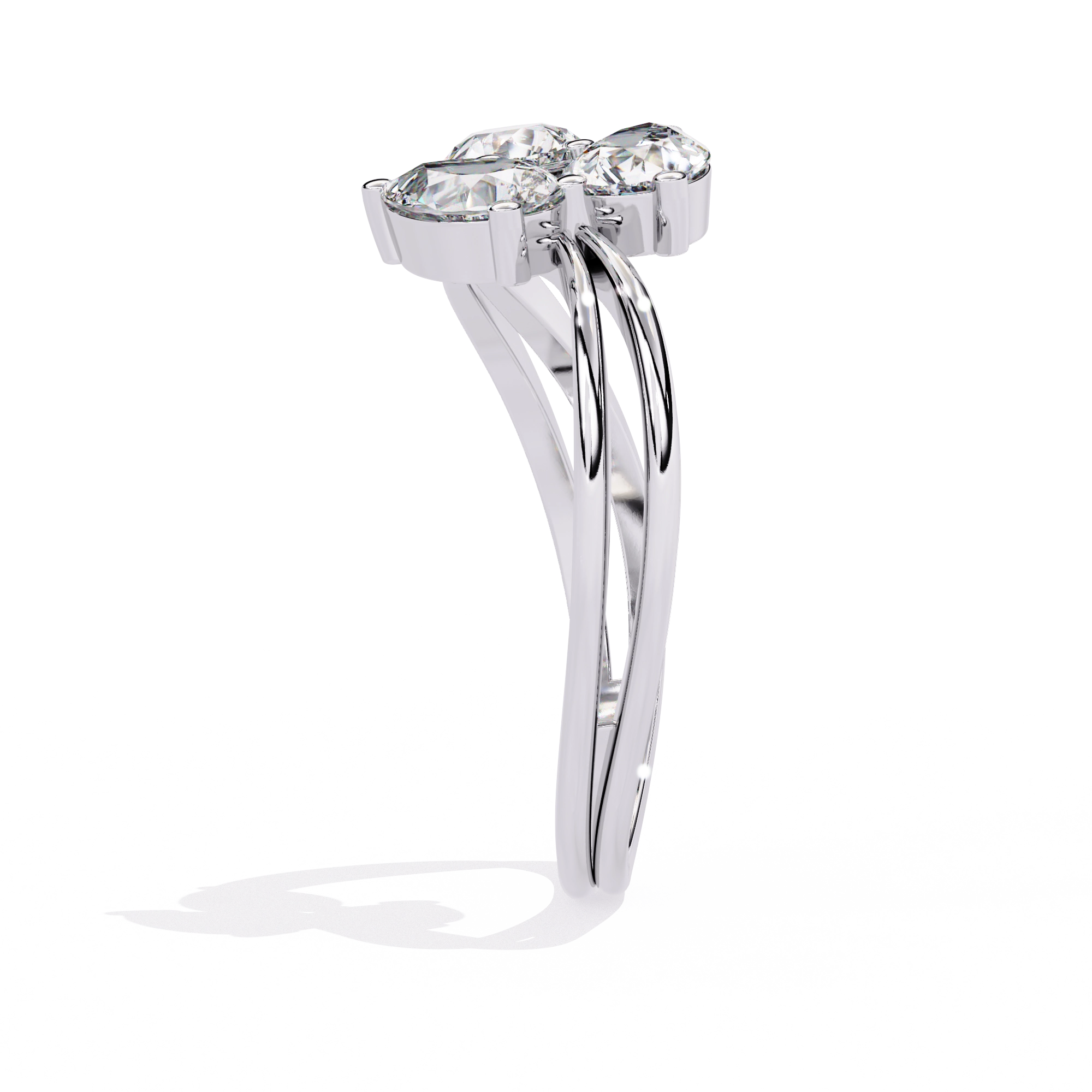 Luxury Three-Stone Pear Cut Ring