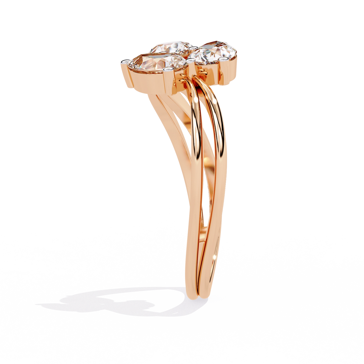 Luxury Three-Stone Pear Cut Ring