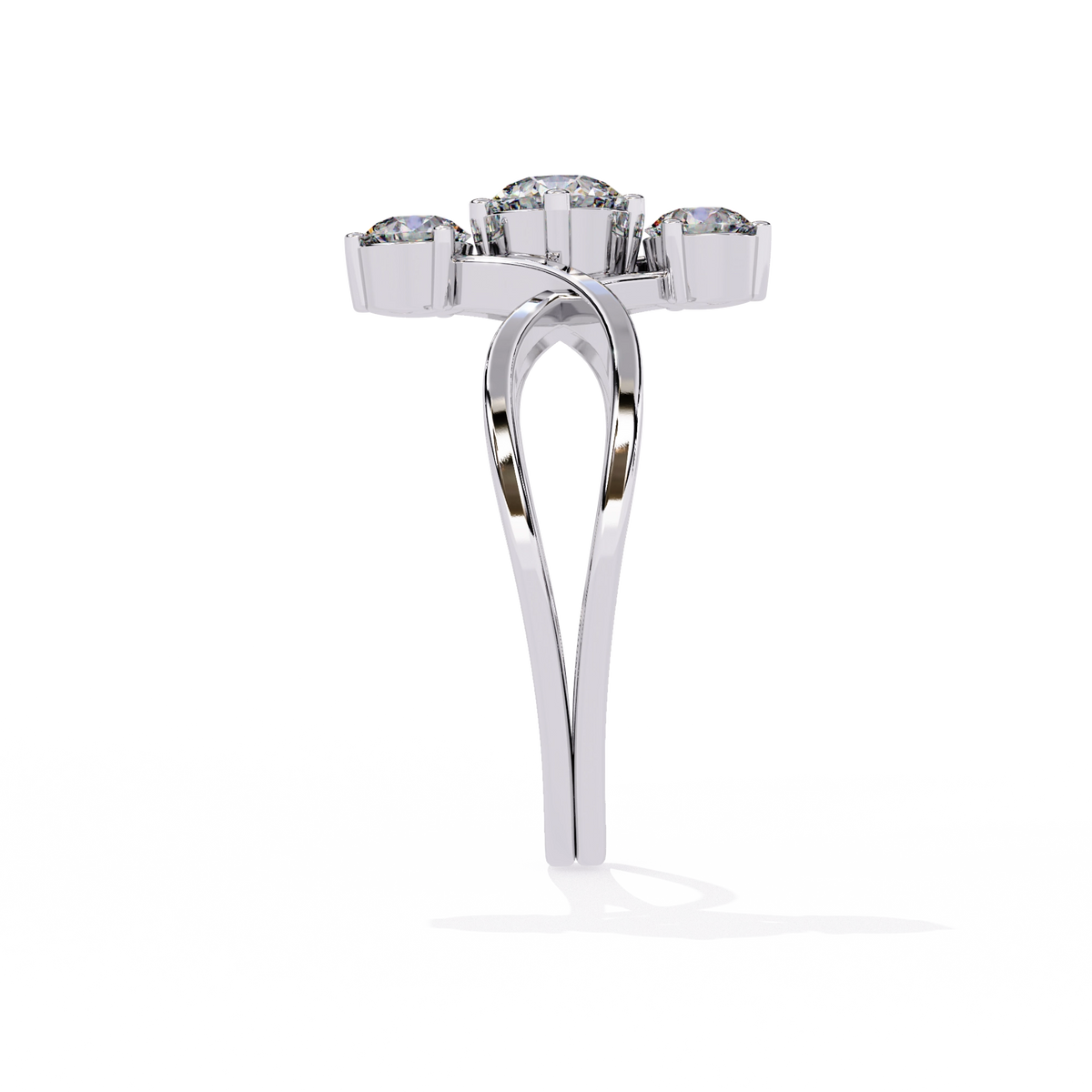 Gold Triple Stone Designer Ring