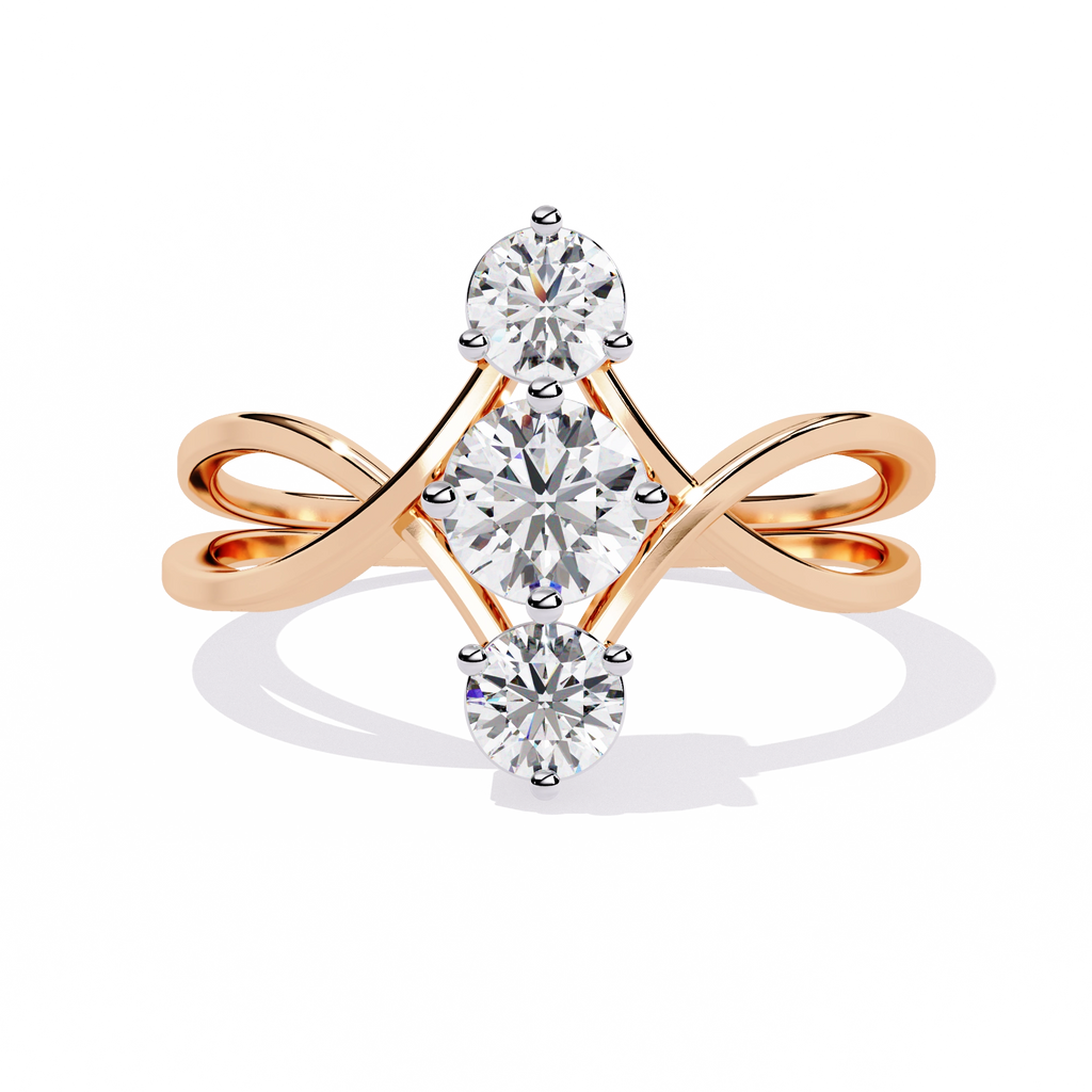 Gold Triple Stone Designer Ring