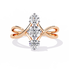 Gold Triple Stone Designer Ring