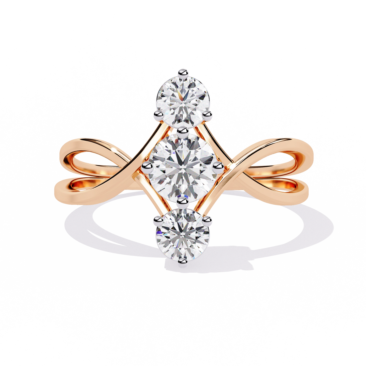 Gold Triple Stone Designer Ring
