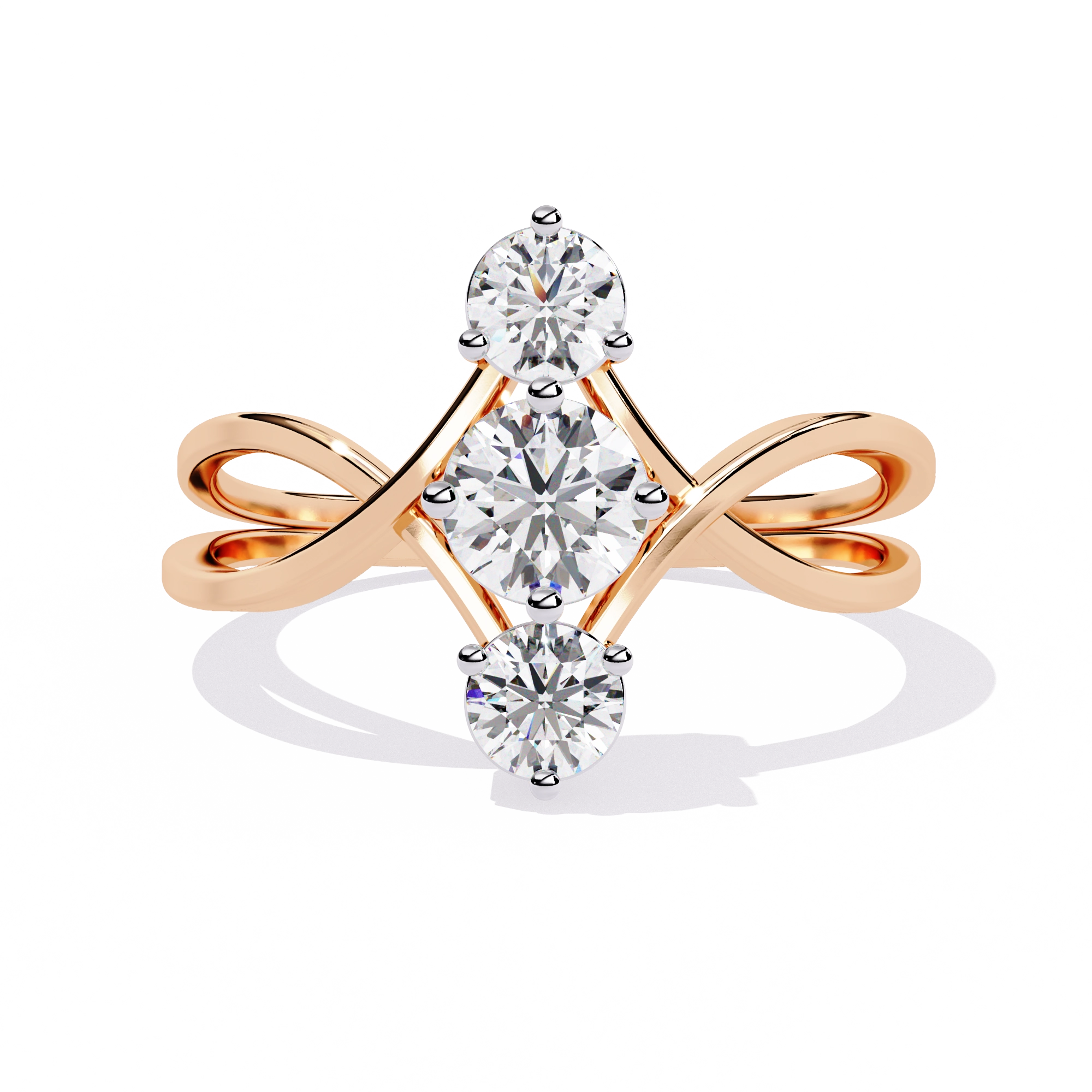 Gold Triple Stone Designer Ring