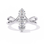 Gold Triple Stone Designer Ring