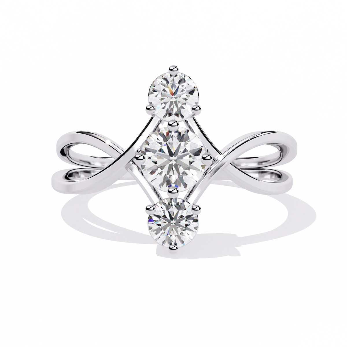 Gold Triple Stone Designer Ring