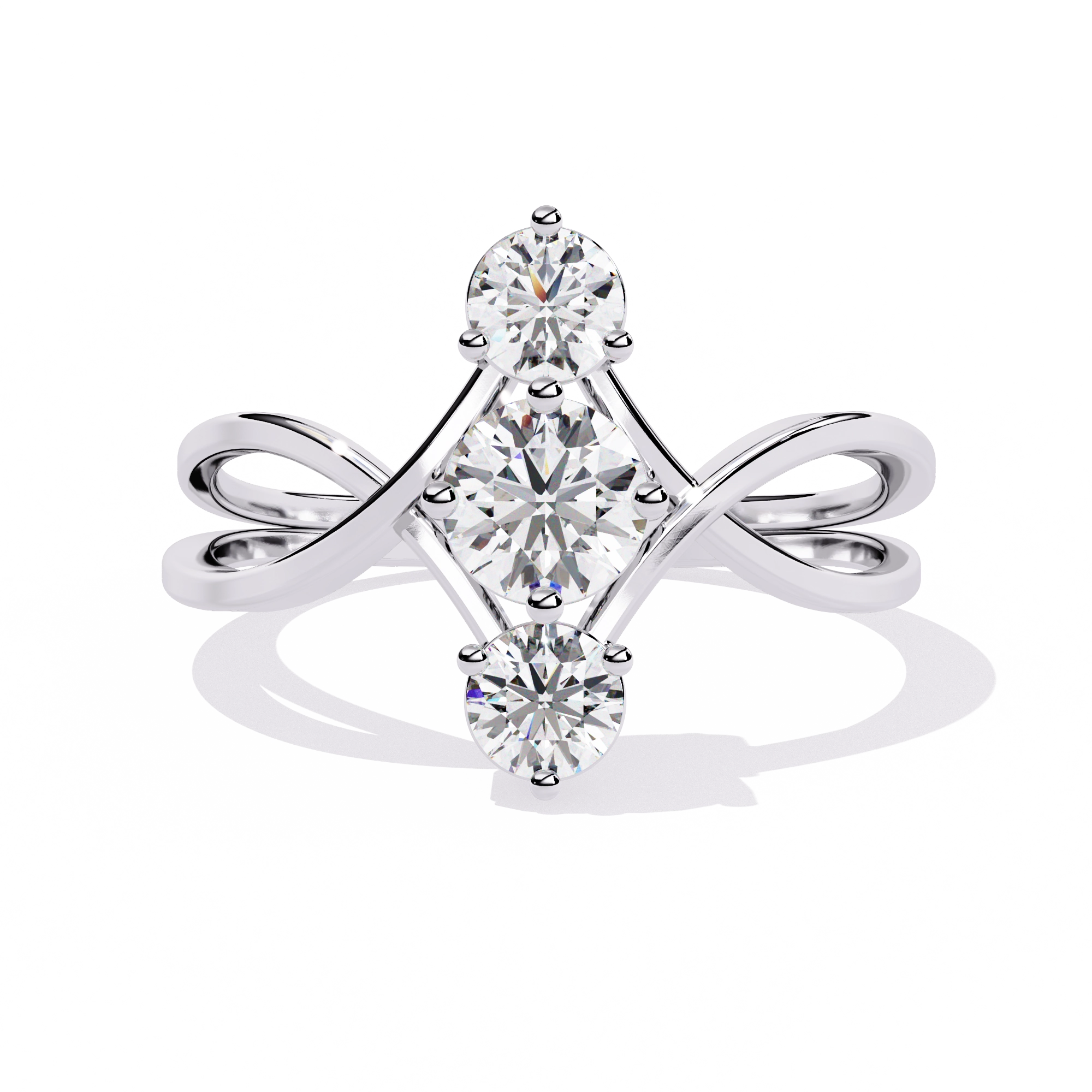 Gold Triple Stone Designer Ring