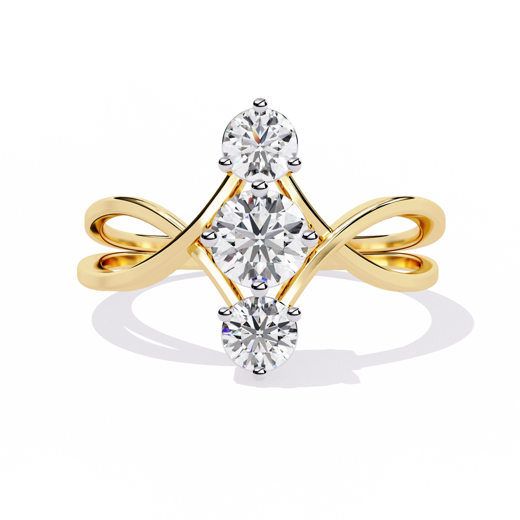 Gold Triple Stone Designer Ring