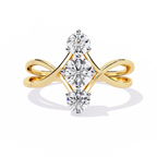 Gold Triple Stone Designer Ring