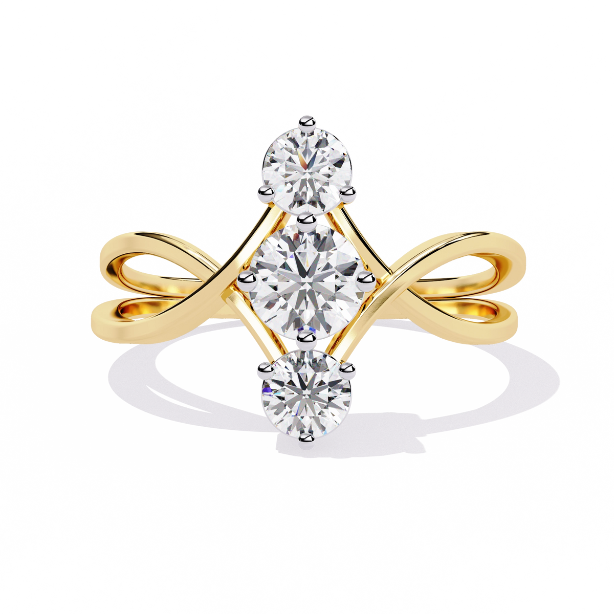 Gold Triple Stone Designer Ring