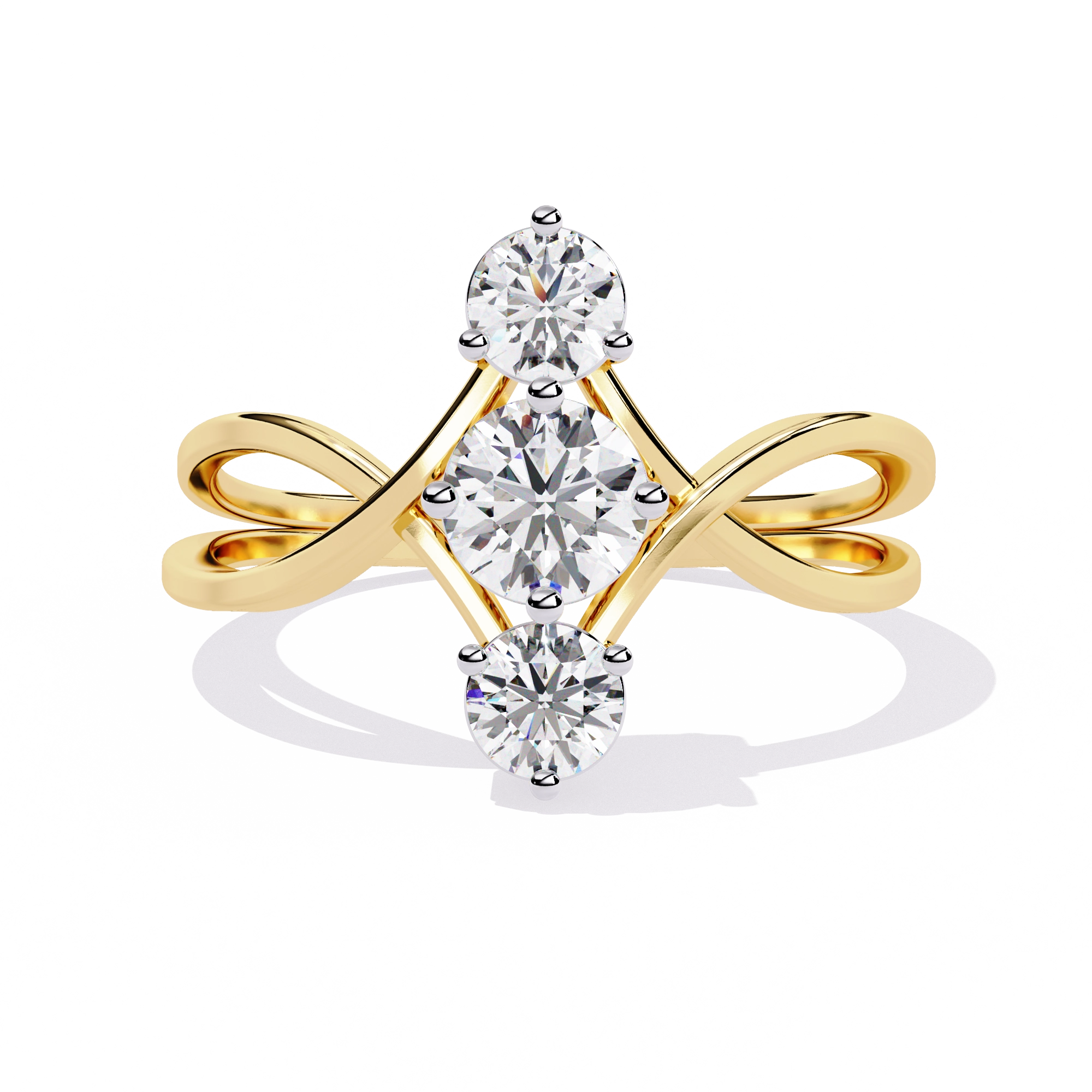 Gold Triple Stone Designer Ring