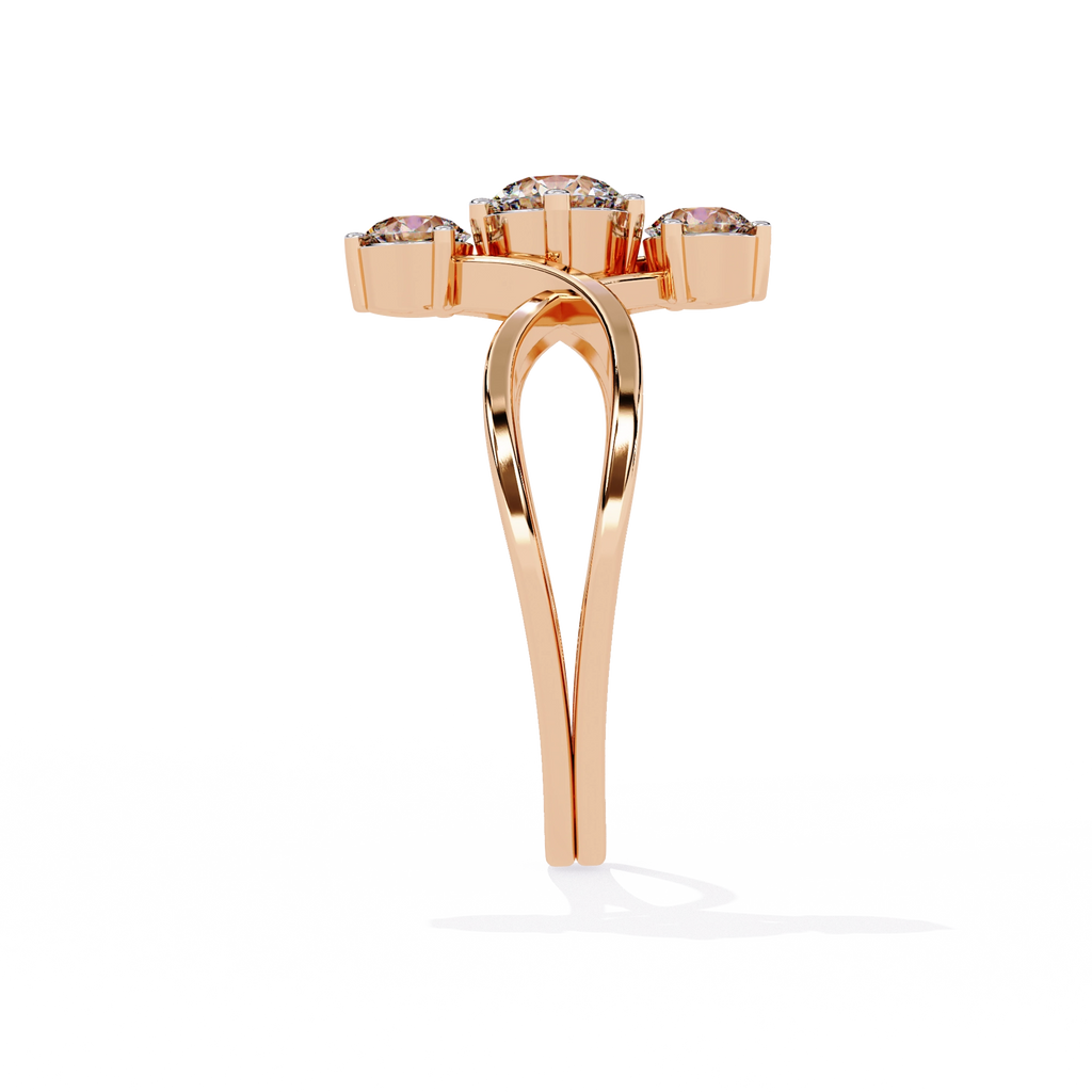 Gold Triple Stone Designer Ring