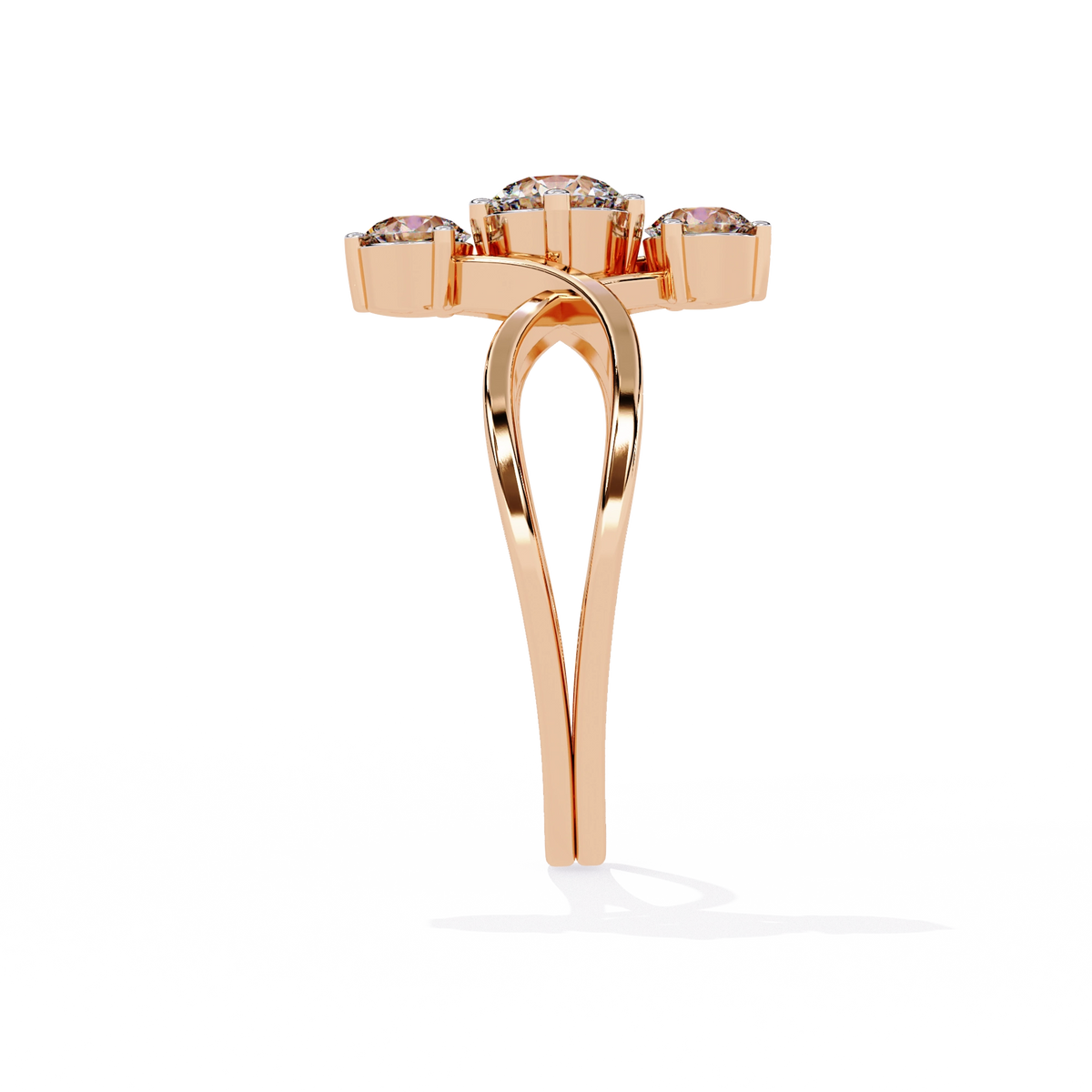 Gold Triple Stone Designer Ring