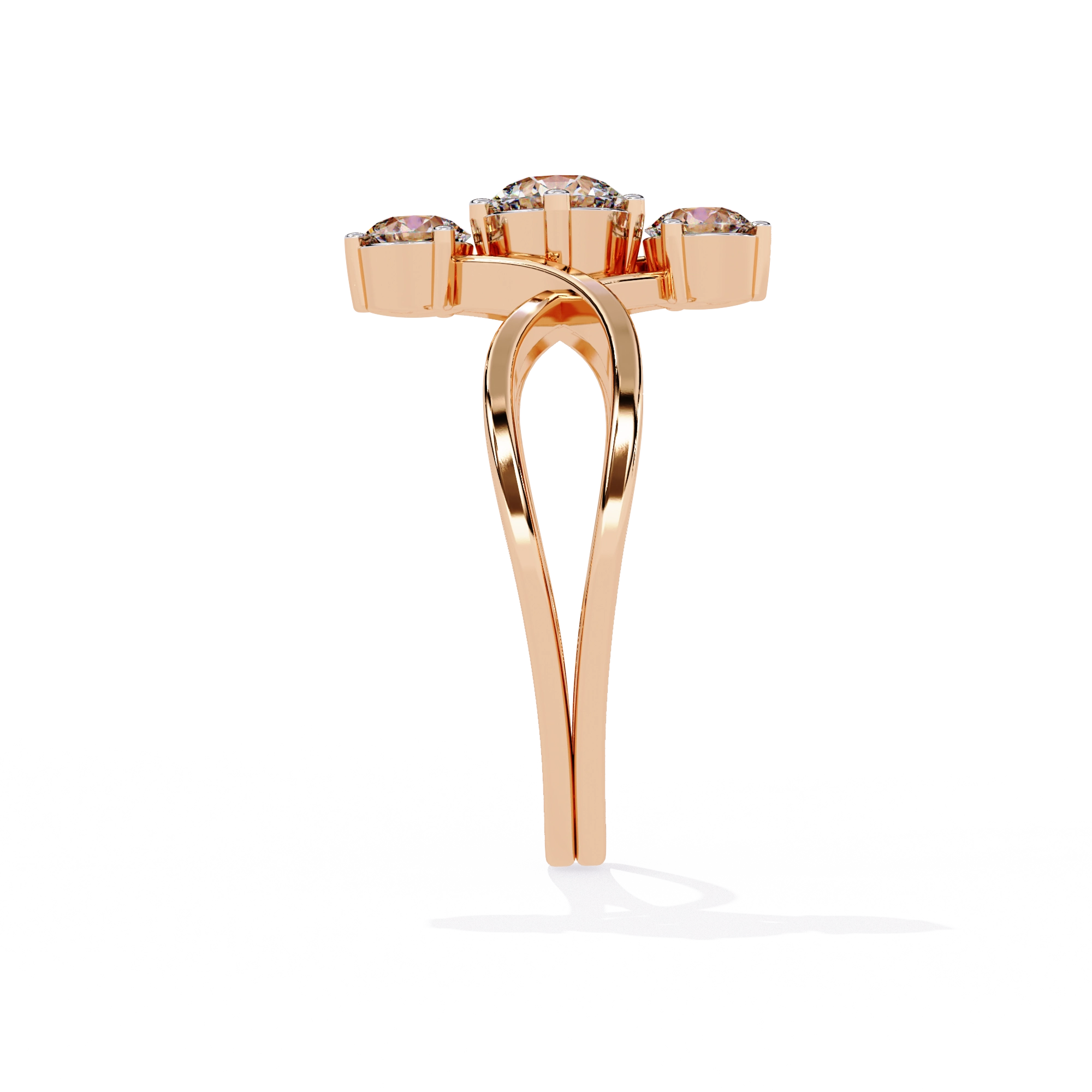 Gold Triple Stone Designer Ring