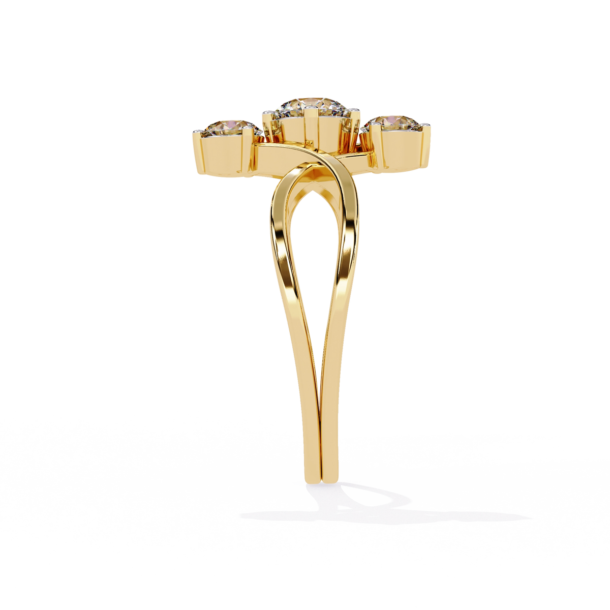 Gold Triple Stone Designer Ring