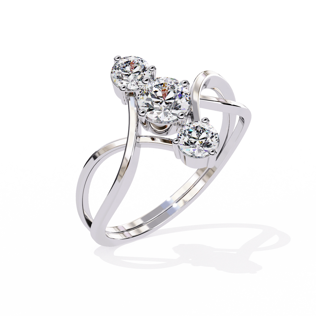 Gold Triple Stone Designer Ring