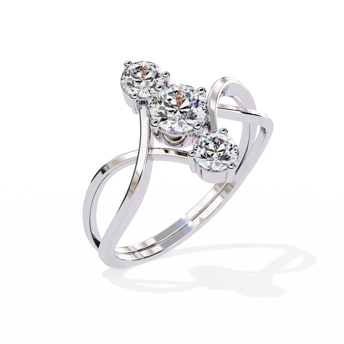 Gold Triple Stone Designer Ring