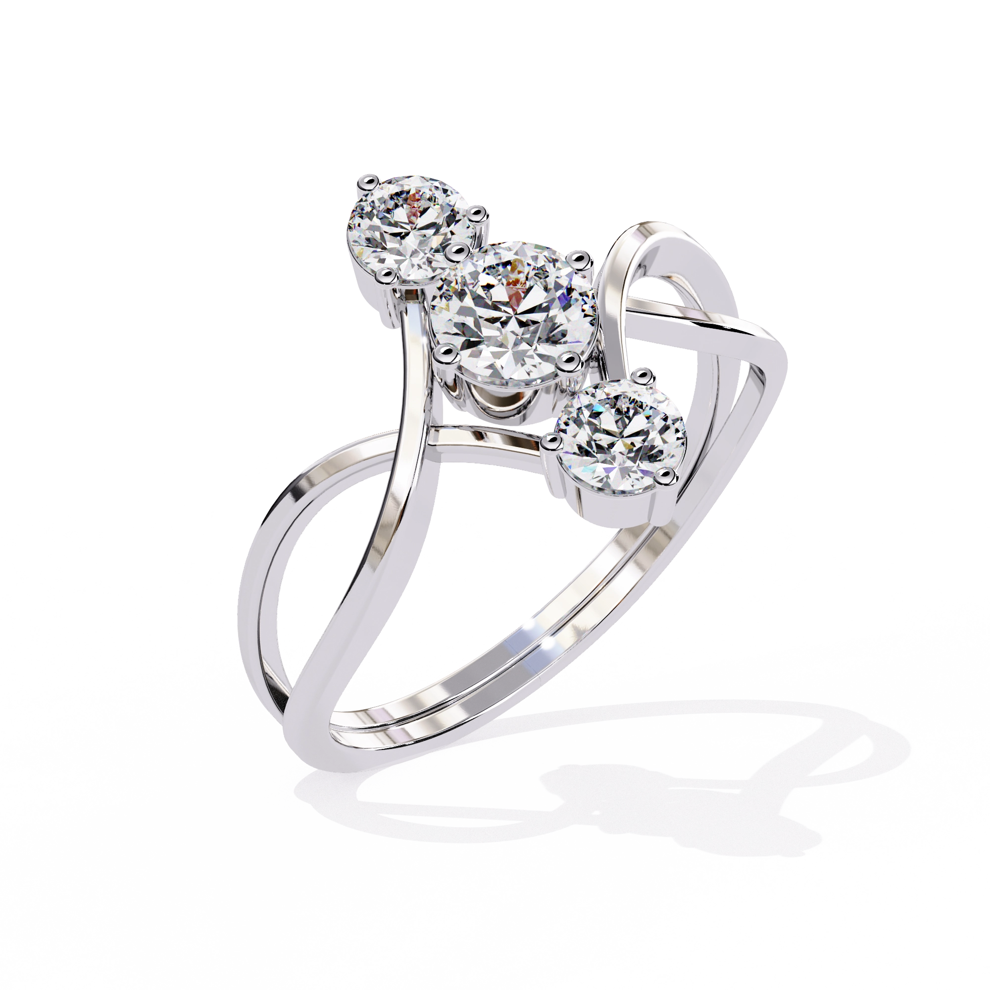 Gold Triple Stone Designer Ring
