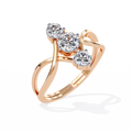 Gold Triple Stone Designer Ring