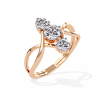 Gold Triple Stone Designer Ring