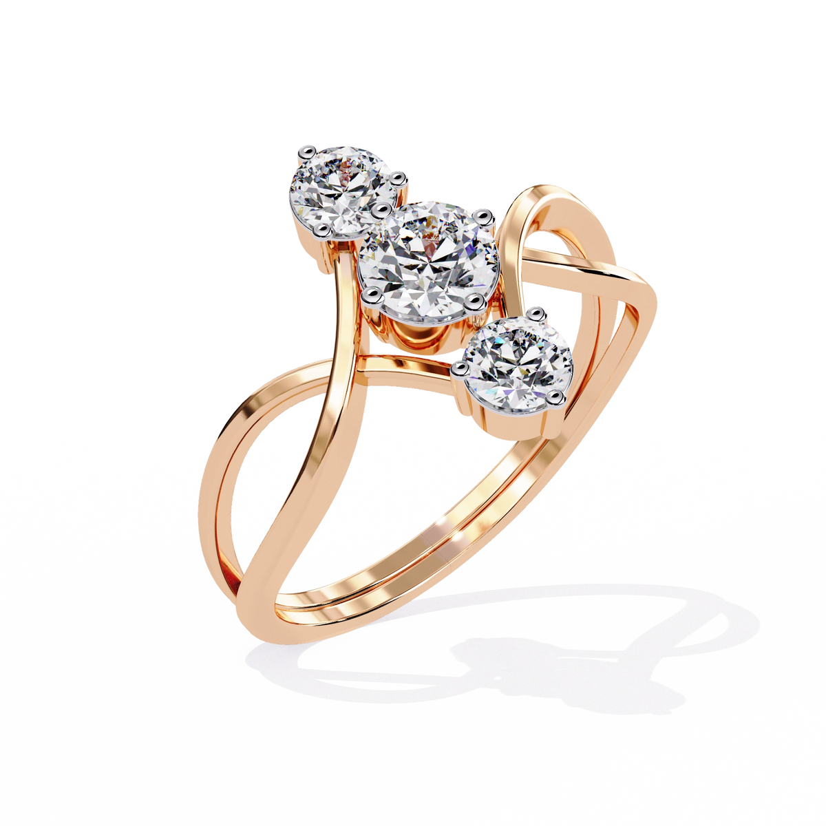 Gold Triple Stone Designer Ring