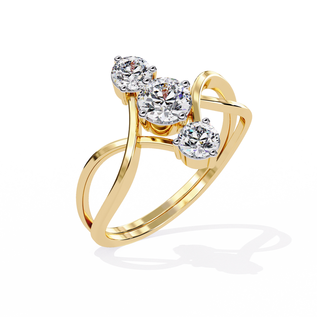 Gold Triple Stone Designer Ring