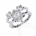 Triple Stone Halo Ring