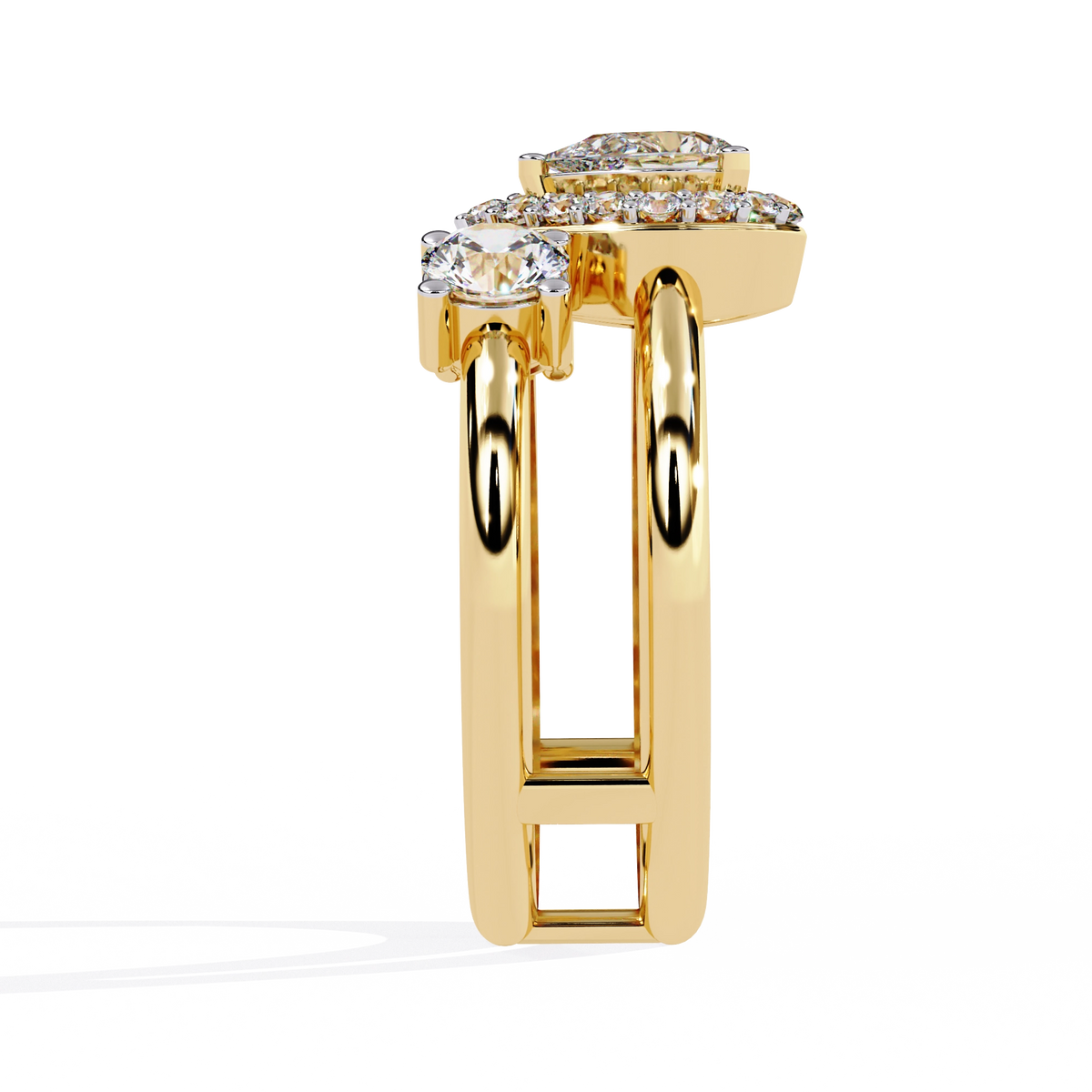 Triple Stone Halo Ring