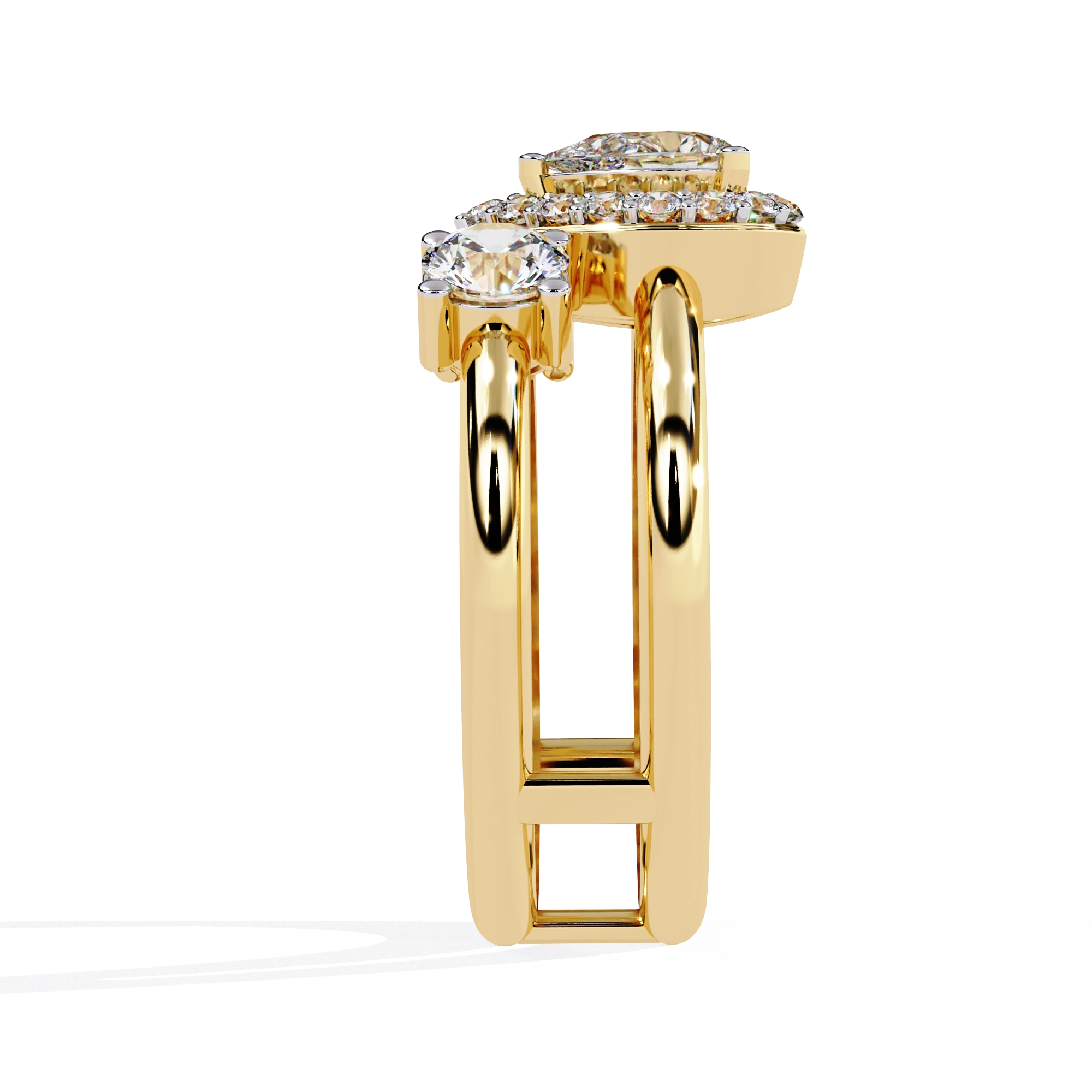 Triple Stone Halo Ring
